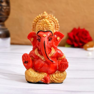 Polyresin Ganesha Ji Statue Hindu Idols Ganesh Statue for Car Dashboard Home Decor Decoration Pooja Room by Shyam Enterprises (Article 1), Multicolor, 8.9x5.1x5.1 Centimeters