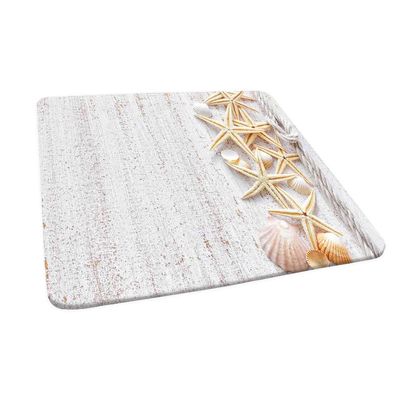 ESFVRG Seashells Square Table Cove, Starfish Marine in Vertical Direction Wood Surface Ocean Beach Nautical Print, Elastic Edge, Suitable for Kitchen Party Picnic, 44"x44" Ivory