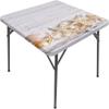 ESFVRG Seashells Square Table Cove, Starfish Marine in Vertical Direction Wood Surface Ocean Beach Nautical Print, Elastic Edge, Suitable for Kitchen Party Picnic, 44"x44" Ivory view 2