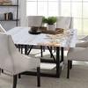 ESFVRG Seashells Square Table Cove, Starfish Marine in Vertical Direction Wood Surface Ocean Beach Nautical Print, Elastic Edge, Suitable for Kitchen Party Picnic, 44"x44" Ivory view 4