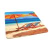 Seaside Square Fitted Tablecloth, Deck Chairs Overlooking Tropical Sea of Thailand Beach Exotic Holiday Picture, Elastic Edge, Can Wipe Indoor/Outdoor Dining Table Cover, 35"x35" Orange Blue view 1