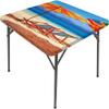 Seaside Square Fitted Tablecloth, Deck Chairs Overlooking Tropical Sea of Thailand Beach Exotic Holiday Picture, Elastic Edge, Can Wipe Indoor/Outdoor Dining Table Cover, 35"x35" Orange Blue view 2