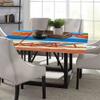 Seaside Square Fitted Tablecloth, Deck Chairs Overlooking Tropical Sea of Thailand Beach Exotic Holiday Picture, Elastic Edge, Can Wipe Indoor/Outdoor Dining Table Cover, 35"x35" Orange Blue view 4