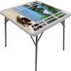 ESFVRG Nautical Square Table Cove, Ocean Beach Seascape Sunbeds Balcony Summer Picture Tropical Island, Elastic Edge, Suitable for Catering and Kitchen, 44"x44" Blue Green and White view 2