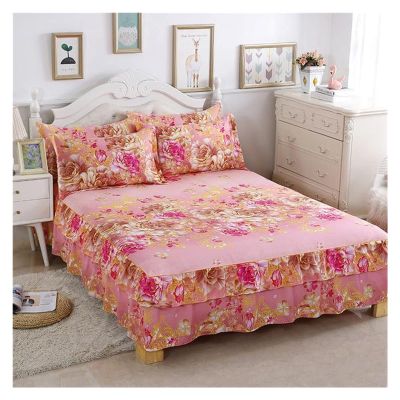 Bed Skirt Bedding Soft Bed Skirt Bedspread Full Queen King Size Bed Sheet Mattress Cover Bedsheets (Color : Wumeihuawan, Size : 1PC 180X200CM)