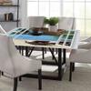 Nautical Square Fitted Tablecloth, Ocean Beach Seascape Sunbeds Balcony Summer Picture Tropical Island, Elastic Edge, Suitable for Kitchen Party Picnic, 35"x35" Blue Green and White view 4