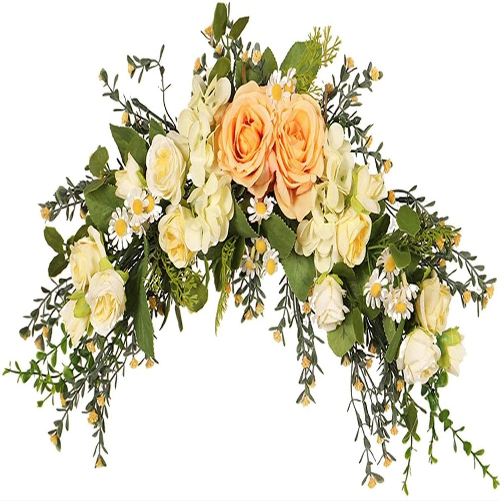 Artificial Floral Swag Floral Wreath Arch Flower Garland Front Door Wreath for Wedding Home Party Door Decor - A