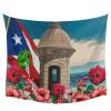 AmbeHome Puerto Rico Coastal Flag Tapestry Wall Hanging for Bedroom, Living Room, Dorm - Hibiscus Flower Backdrop Decor (59x79 inches) view 2