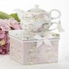 5.8" Porcelain Tea For One, Rose Bird view 1