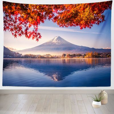 BELECO Japanese Mount Fuji Tapestry Wall Hanging 70x47 Inch Colorful Autumn Scenery Red Leaves Art Nature Tapestry Japan Kawaguchiko Lake Landscape Tapestry for Bedroom Living Room Dorm Decor