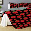 Thuswarm Cute Tomato Kawaii Black 3-Piece Bedding Set 68"x87" Twin Size 1 Quilt Cover + 2 Pillow Cases with Invisible Zipper Ultra Soft Microfiber Comforter Cover Sets for Home view 2