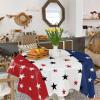 Cotton Linen Tablecloth Machine Washable Table Cover 54x54in 4th of July Independence Day Blue White Red Stars and Stripes American Flag Environmental Wrinkle Free Table Linens for Party Holiday view 1