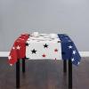 Cotton Linen Tablecloth Machine Washable Table Cover 54x54in 4th of July Independence Day Blue White Red Stars and Stripes American Flag Environmental Wrinkle Free Table Linens for Party Holiday view 2
