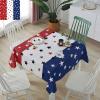 Cotton Linen Tablecloth Machine Washable Table Cover 54x54in 4th of July Independence Day Blue White Red Stars and Stripes American Flag Environmental Wrinkle Free Table Linens for Party Holiday view 4