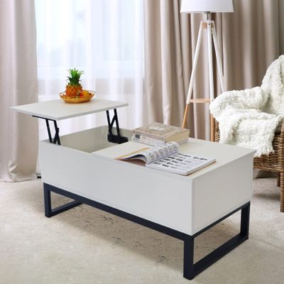 Wood Lift Top Coffee Table with Hidden Compartment and Adjustable Storage Shelf, Lift Tabletop Dining Table for Home Living Room, Office