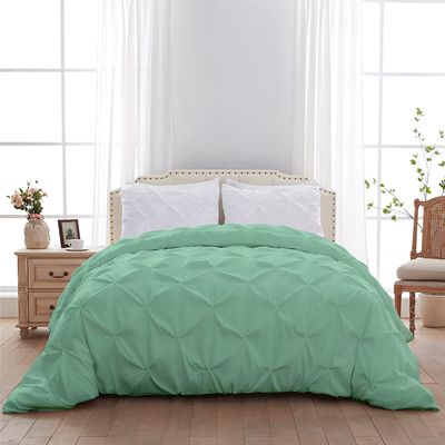 1 Piece Cotton Aqua Blue Duvet Insert Super King 120x120Comforter Pinch Plated Design 600 GSM Medium Warm Ultra Soft Cloud Fluffy