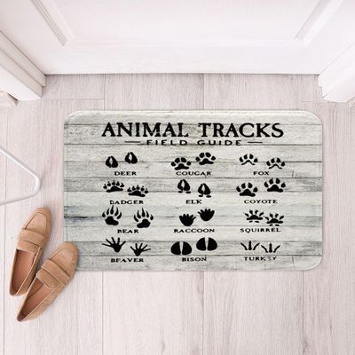Bear Paws Kids Farmhouse Wild Animal Paw Bath Mats Non Slip Boys Girls Nature Fox Deer Theme Bath Rugs for Retro Wood Grain Bathroom Accessories Doormats Floor Mat 16"x24"