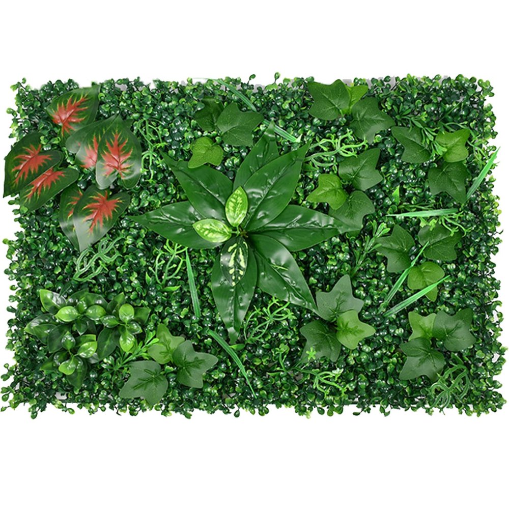 QIAOH Boxwood Hedge Wall Panels 20PCS, Greenery Wall Panels with Flowers, Artificial Boxwood Mats Hedges Plants, Artificial Boxwood Hedge Panels, Artificial Green Wall