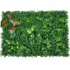 QIAOH Boxwood Hedge Wall Panels 20PCS, Greenery Wall Panels with Flowers, Artificial Boxwood Mats Hedges Plants, Artificial Boxwood Hedge Panels, Artificial Green Wall view 1