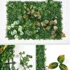 QIAOH Boxwood Hedge Wall Panels 20PCS, Greenery Wall Panels with Flowers, Artificial Boxwood Mats Hedges Plants, Artificial Boxwood Hedge Panels, Artificial Green Wall view 2