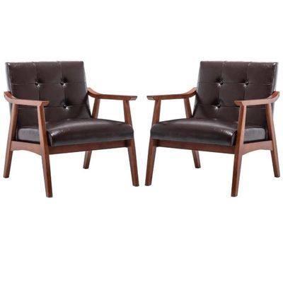 Home Square Natalie Furniture Accent Chair in Espresso - Set of 2