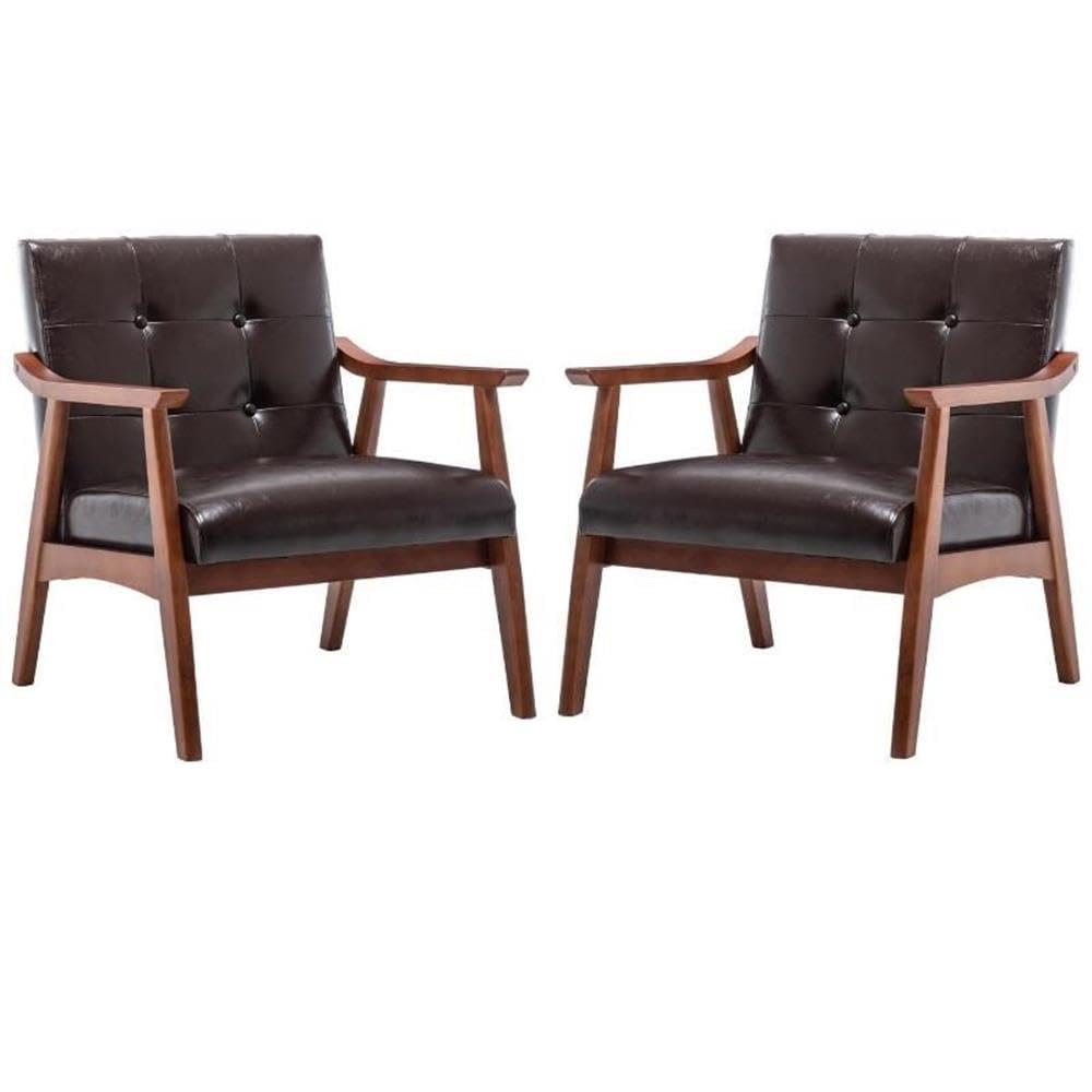 Home Square Natalie Furniture Accent Chair in Espresso - Set of 2