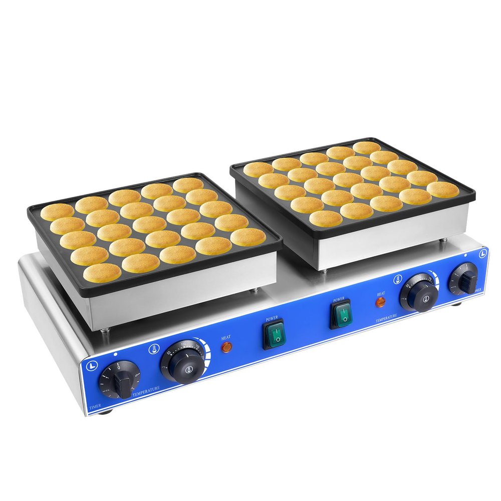 50 Holes Mini Dutch Pancakes Maker, 110V 1600W Electric Nonstick Takoyaki Maker, Rust-Proof Muffin and Waffle Maker Machine for Home and Restaurants Cafes Snack Bar