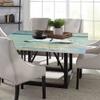 Art Square Table Cove, Sailing Boat Yacht Birds Watercolor Brushstroke Composition, Elastic Edge, Suitable for Catering and Kitchen, 44"x44" Blue Teal White view 4