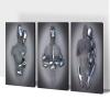 3D Metal Effect Wall Art, Love Heart Gray 3D Art Wall, Silver 3D Art Wall Decor for Modern Living Room, Valentine's Day Romantic Hugging Canvas Wall Art for Couples Master Bedroom 20"x30"x3Pcs view 1