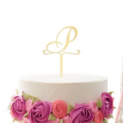 Vinisong Acrylic Glitter Gold Cake Topper Letter P Cake Toppers Initial Decoration for Wedding Anniversary Birthday Party Decorations Supplies Party Decor for Children or Adults
