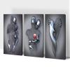 3D Metal Effect Wall Art, Love Heart Gray 3D Art Wall, Silver 3D Art Wall Decor for Modern Living Room, Valentine's Day Romantic Canvas Wall Art for Couples Master Bedroom 12"x18"x3Pcs view 1