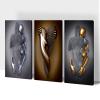 3D Metal Effect Wall Art, Love Heart Gray 3D Art Wall, Gold Silver 3D Art Wall Decor for Modern Living Room, Valentine's Day Romantic Hug Kiss Canvas Wall Art for Couples Bedroom 24"x36"x3Pcs view 1