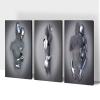 3D Metal Effect Wall Art, Love Heart Gray 3D Art Wall, Silver 3D Art Wall Decor for Modern Living Room, Valentine's Day Romantic Hugging Canvas Wall Art for Couples Master Bedroom 20"x30"x3Pcs view 1
