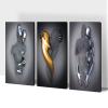 3D Metal Effect Wall Art, Love Heart Gray 3D Art Wall, Gold Silver 3D Art Wall Decor for Modern Living Room, Valentine's Day Romantic Hug Kiss Canvas Wall Art for Couples Bedroom 16"x24"x3Pcs view 1