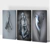 3D Metal Effect Wall Art, Love Heart Gray 3D Art Wall, Gold Silver 3D Art Wall Decor for Modern Living Room, Valentine's Day Romantic Hug Kiss Canvas Wall Art for Couples Bedroom 16"x24"x3Pcs view 1