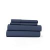 Ras Decor Linen 100% Cotton Sheets - Softest 4-Piece Short-Queen Size Sheets Set - Navy Blue Cool, Breathable Pillowcases, 6-10 Inch Deep Pockets, 400 Thread Count Sateen Weave Best Bedding Sheets view 1