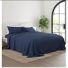 Ras Decor Linen 100% Cotton Sheets - Softest 4-Piece Short-Queen Size Sheets Set - Navy Blue Cool, Breathable Pillowcases, 6-10 Inch Deep Pockets, 400 Thread Count Sateen Weave Best Bedding Sheets view 2