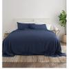 Ras Decor Linen 100% Cotton Sheets - Softest 4-Piece Short-Queen Size Sheets Set - Navy Blue Cool, Breathable Pillowcases, 6-10 Inch Deep Pockets, 400 Thread Count Sateen Weave Best Bedding Sheets view 3