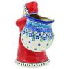 Polmedia Polish Pottery Santa Shaped Jar - Bluems Pattern Handmade in Boleslawiec Poland + Certificate of Authenticity view 3
