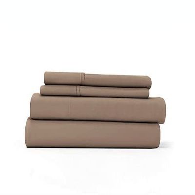 Ras Decor Linen 100% Cotton Sheets - Softest 4-Piece Rv Bunk (42 x80) Size Sheets Set - Taupe Cool, Breathable Pillowcases, 6-10 Inch Deep Pockets, 400 Thread Count Sateen Weave Best Bedding Sheets