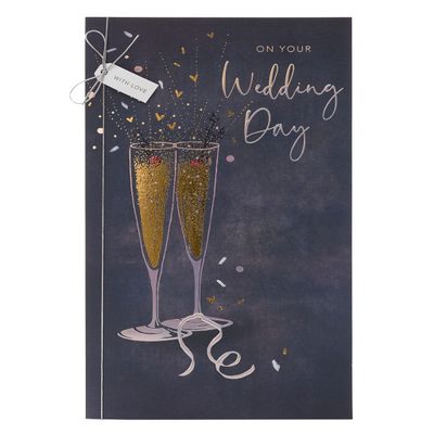 UK Greetings Wedding Card for Him/Her/Friend - Champagne Design