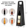 RYDDOY Black Wine Gift Bag, Leather Wine Tote, Single Bottle Wine Carrier view 2