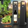 RYDDOY Black Wine Gift Bag, Leather Wine Tote, Single Bottle Wine Carrier view 3