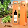 RYDDOY Orange Wine Gift Bag, Leather Wine Tote, Single Bottle Wine Carrier view 3