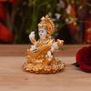 Frienemy Presents Ceramic Saraswati Idol, 2.5 X 2.5 X 2 Inches, Golden & White #Frienemy-0065 view 2