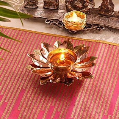Frienemy Presents Metal Diya (5 X 1.5 X 2.5 Inch, Gold) #Frienemy-0176