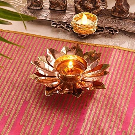 Frienemy Presents Metal Diya (5 X 1.5 X 2.5 Inch, Gold) #Frienemy-0176