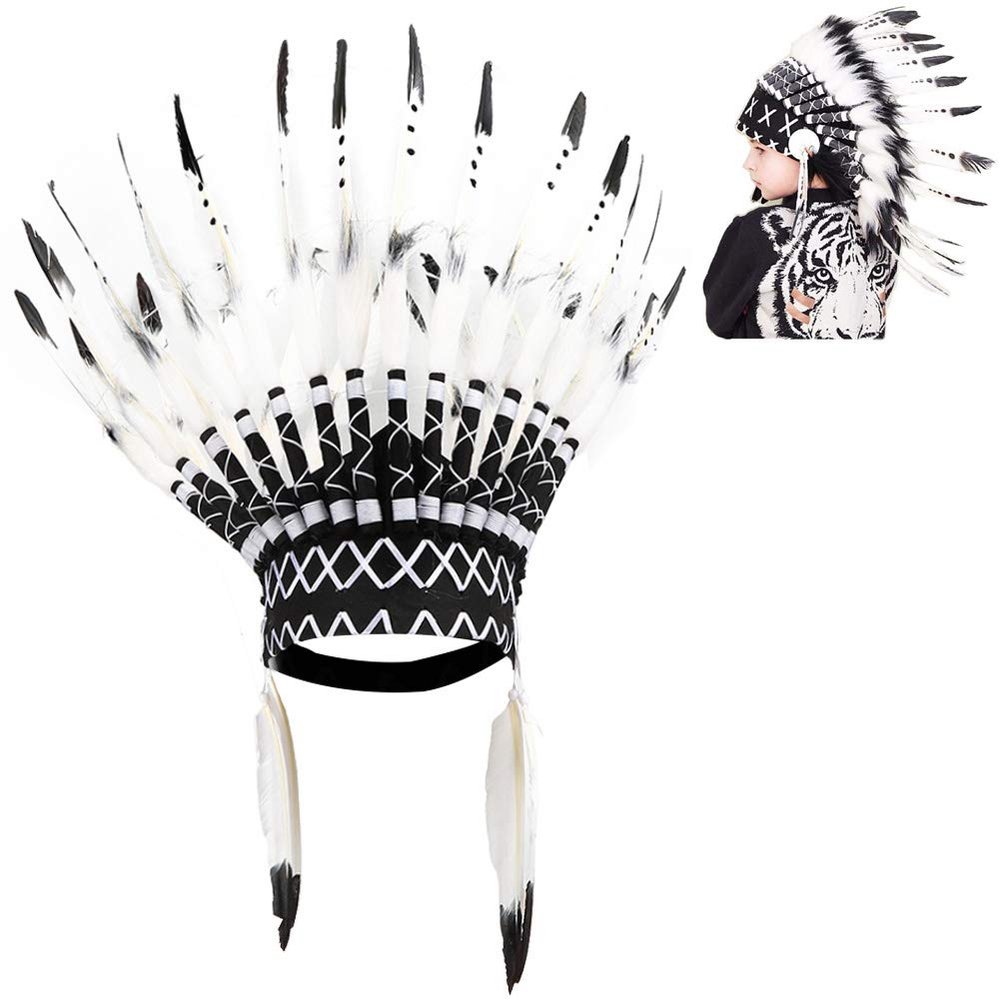 HEEPDD Feather Headdress, Black, Kids and Adult Costume Accessory for Party, Photo Props