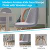 Flash Furniture Modern Zula Kid's Modern Padded Armless Faux Sherpa Accent Chairs with Beechwood Legs - Gray view 4