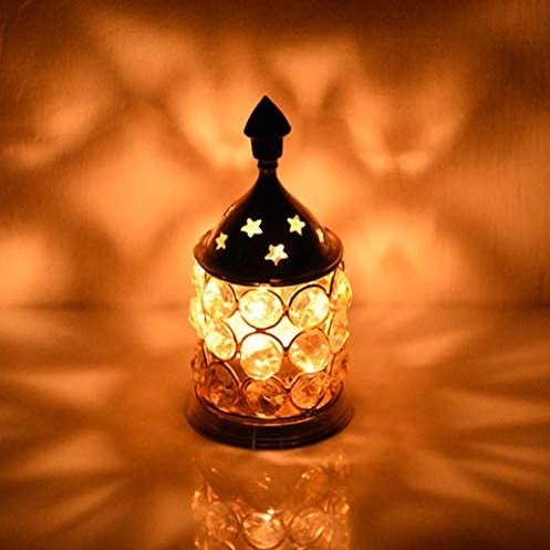 Frienemy Presents Akhand Diya Crystal Brass Puja Oil Lamp Tea Light Holder - Small #Frienemy-0240
